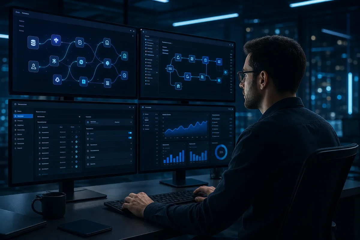 Engineer configuring data connectors and dashboards